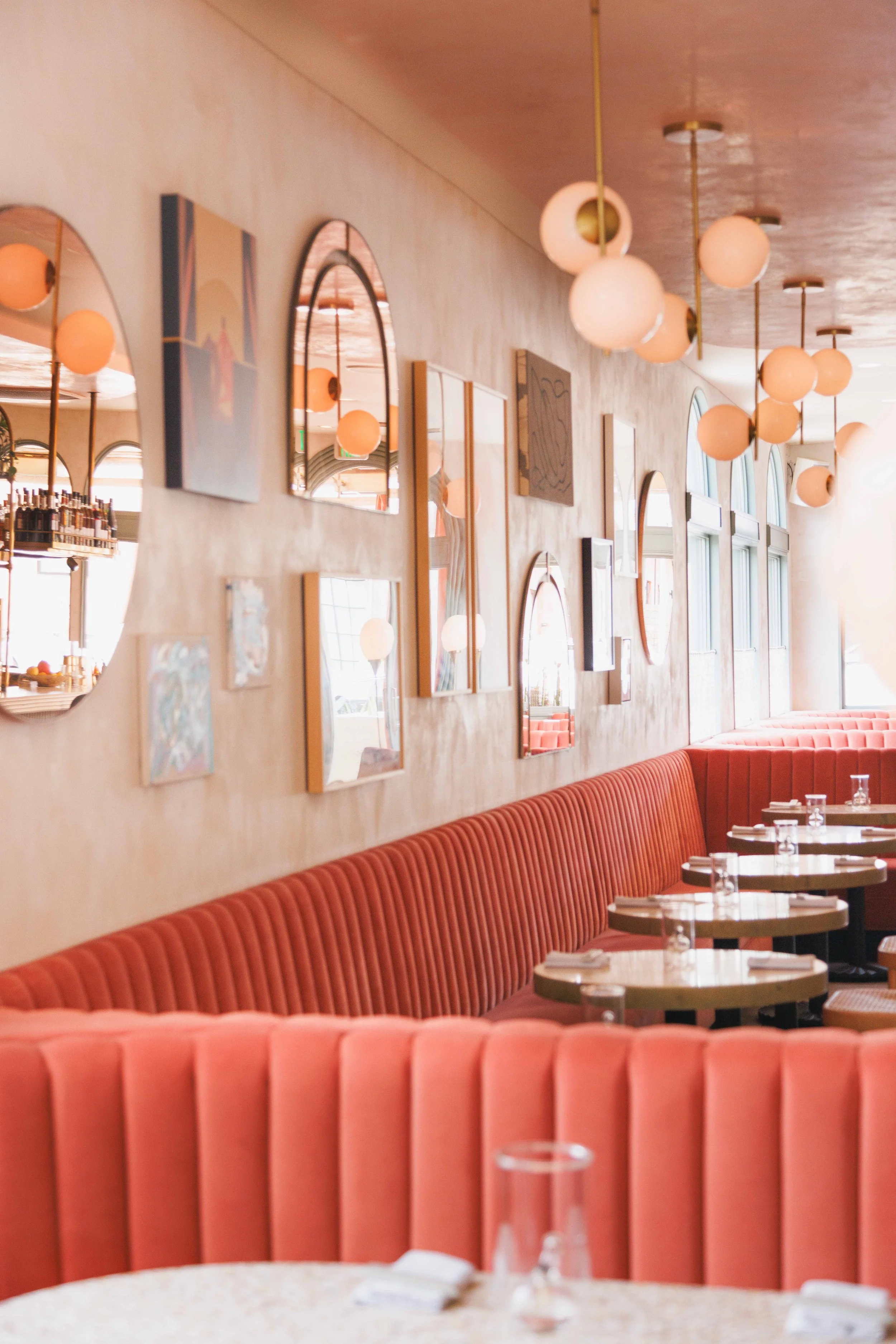 Editorial interiors photo of a fine dining restaurant in Southern California.