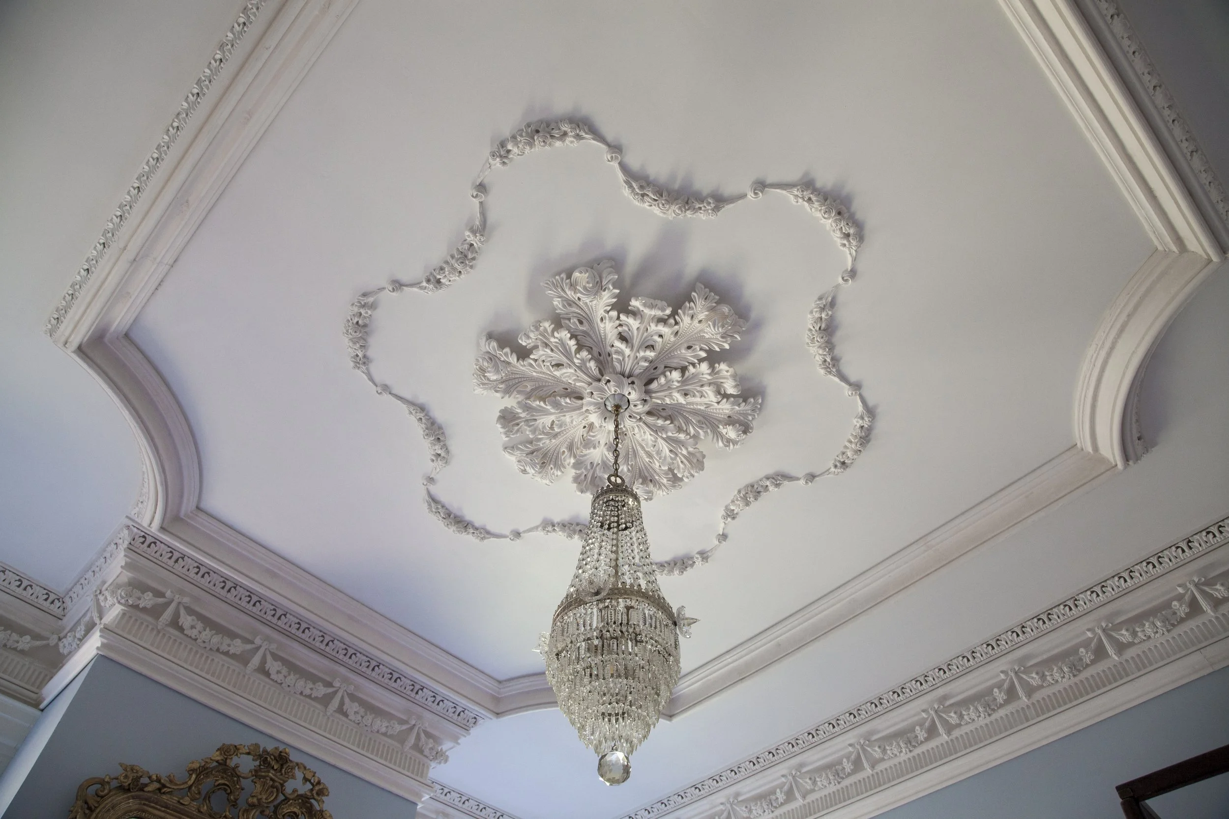 Plaster decorative molding conservation in Sparta, GA at Glen Mary Plantation.