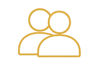 Outline of two people side by side with circles representing heads and curved lines representing shoulders and torsos.