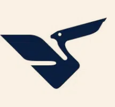 A stylized black bird logo with wings spread, resembling an eagle or hawk.