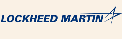 Lockheed Martin logo with blue text and a stylized lightning bolt