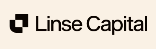 Linse Capital logo with a black square icon and black text on a beige background.