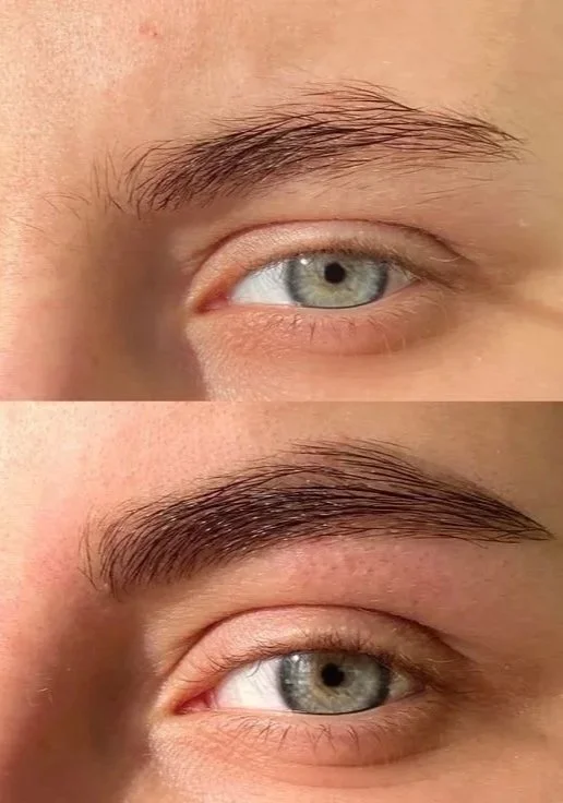 Natural eyebrow transformation before and after permanent makeup