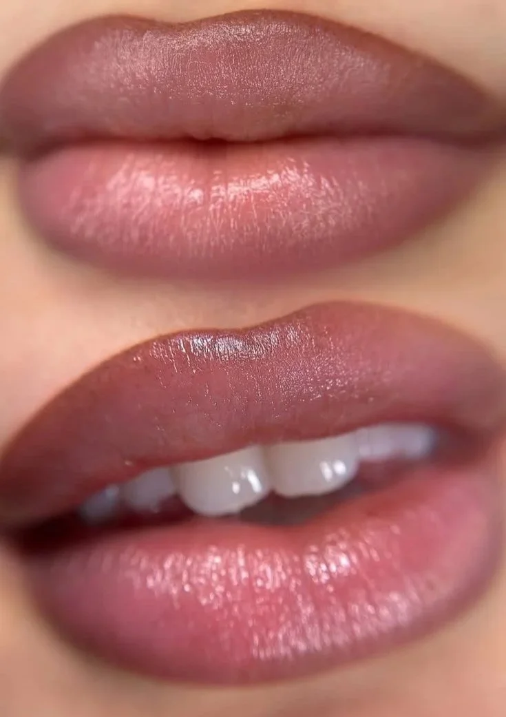 Ombre lip blush enhancing lip shape, definition, and healthy-looking permanent lip color