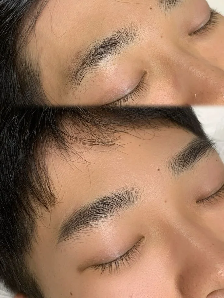 Permanent eyebrow tattoo for men before and after result