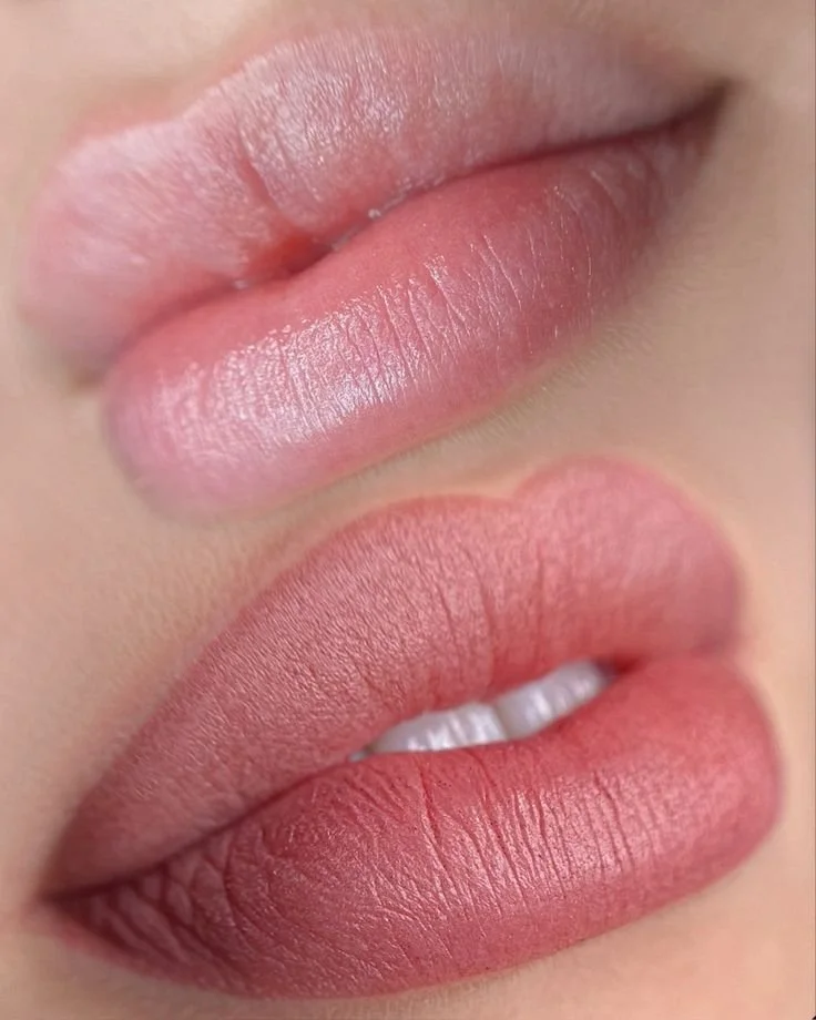 Soft gradient lip blush creating naturally fuller-looking lips without fillers