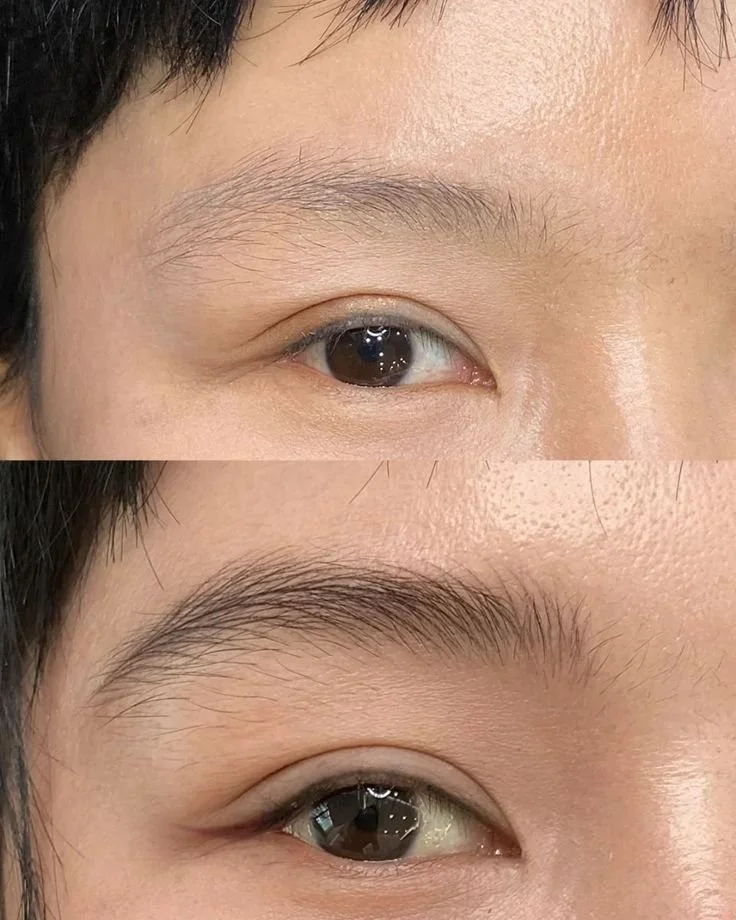 Natural eyebrow nano strokes tattoo before and after results by Lumi SMP & PMU