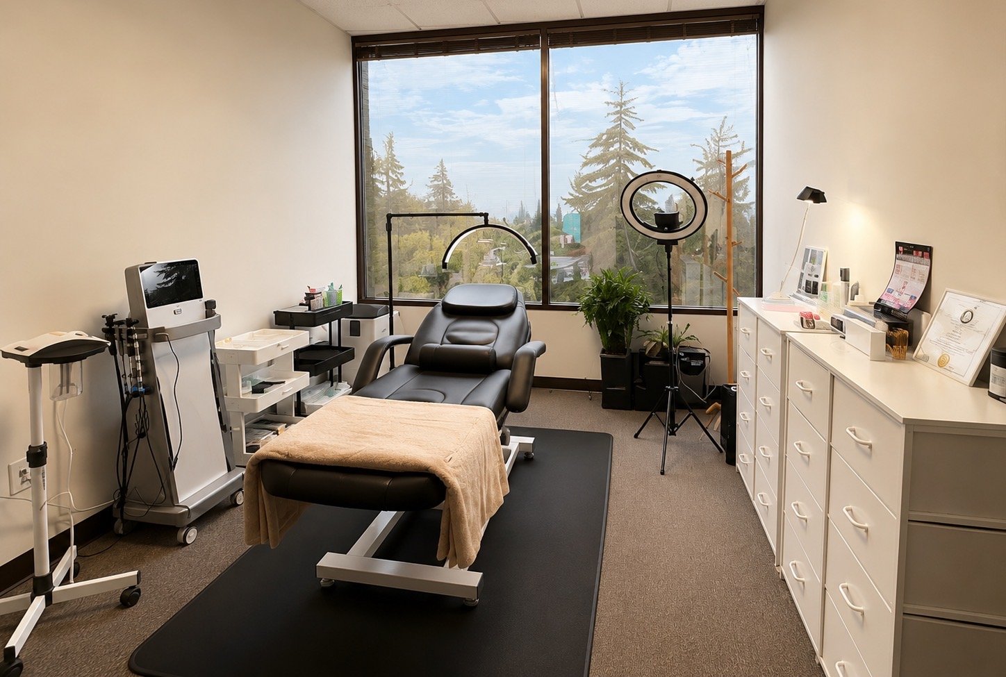 Private permanent makeup treatment room, PMU studio in Bellevue, WA