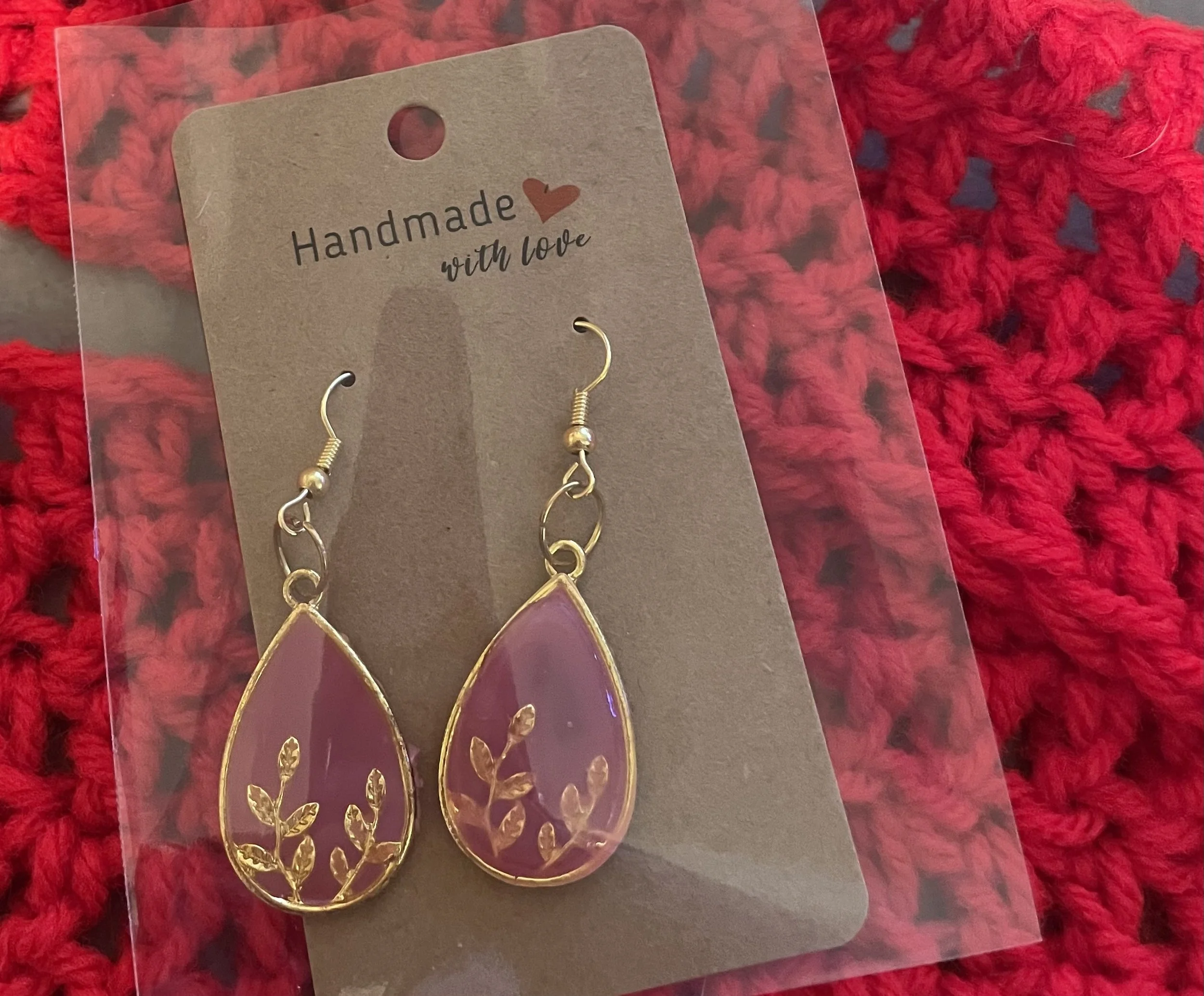 Pink Foliage Earrings
