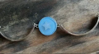 Blue Star Resin Bracelet/Handmade Minimalist Silver Bangel