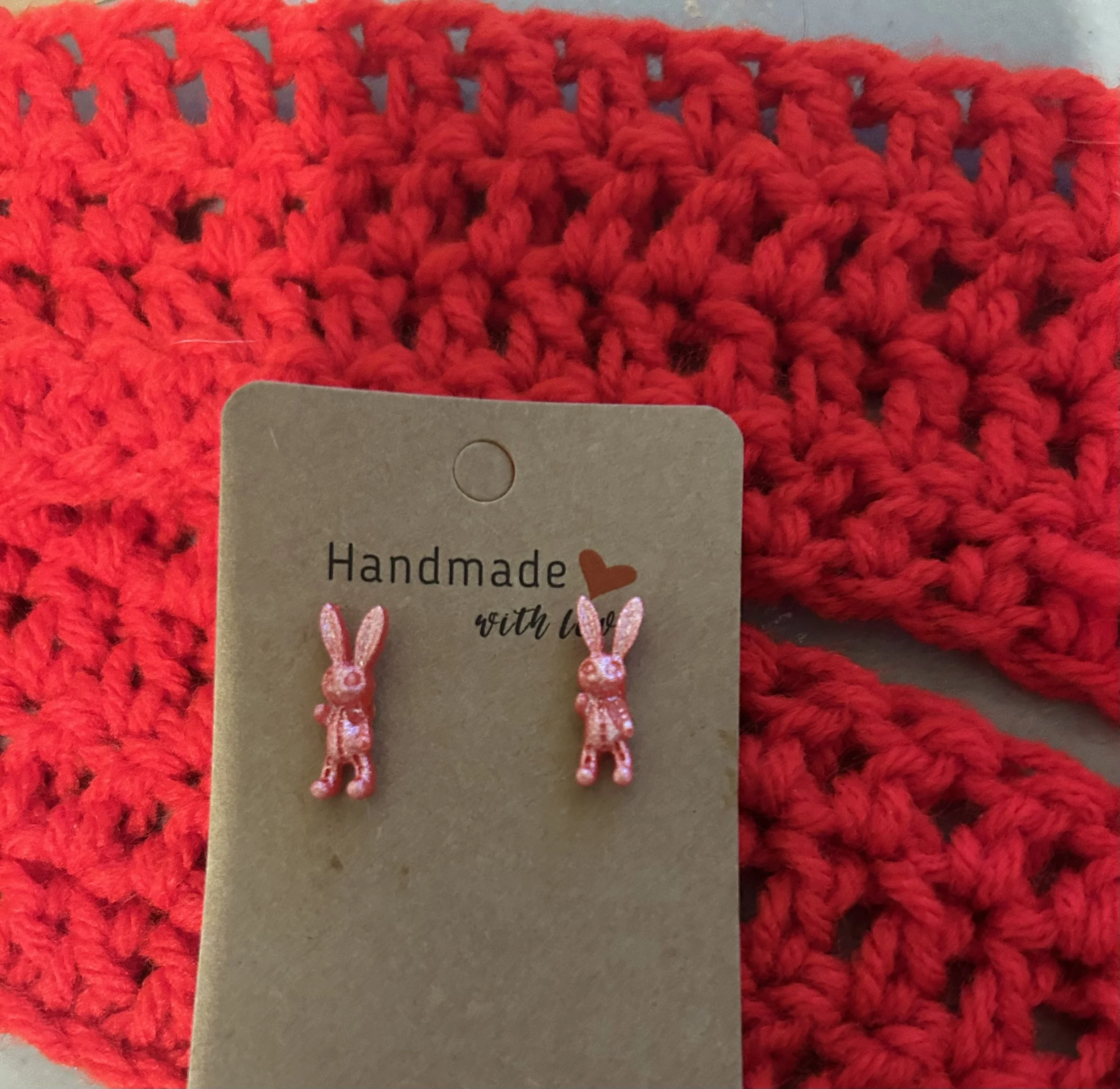 Pink Glitter Bunny Earrings