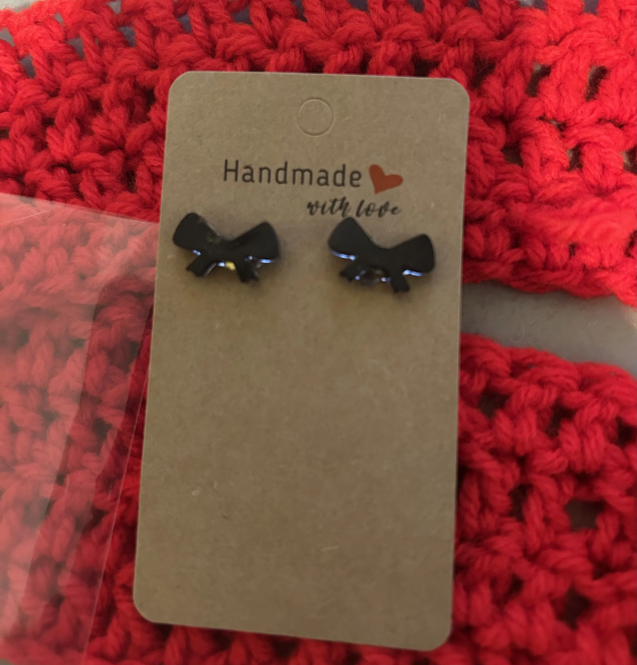 Black Bow Stud Earrings