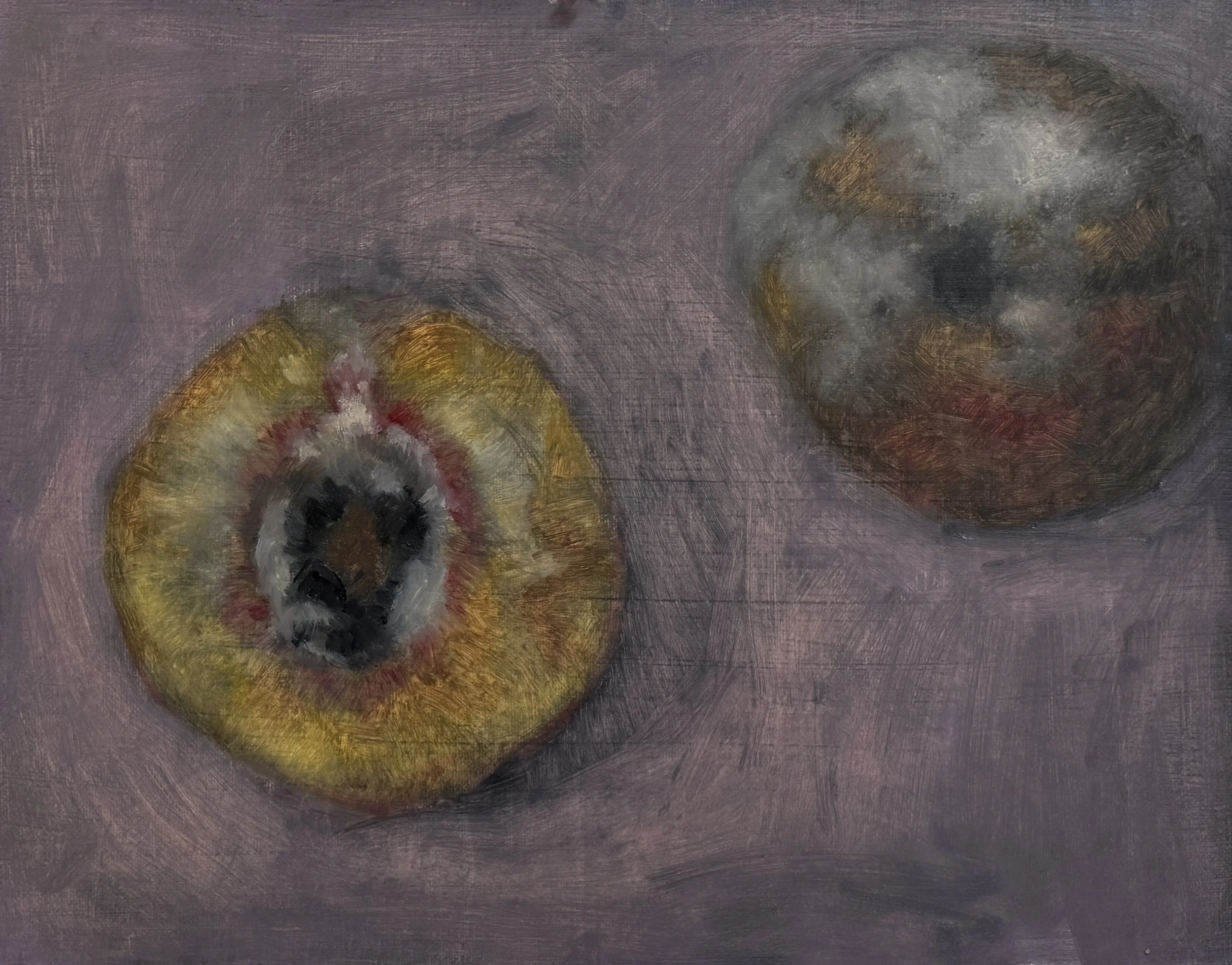 moldy peaches (20inx16in, oil on canvas panel)