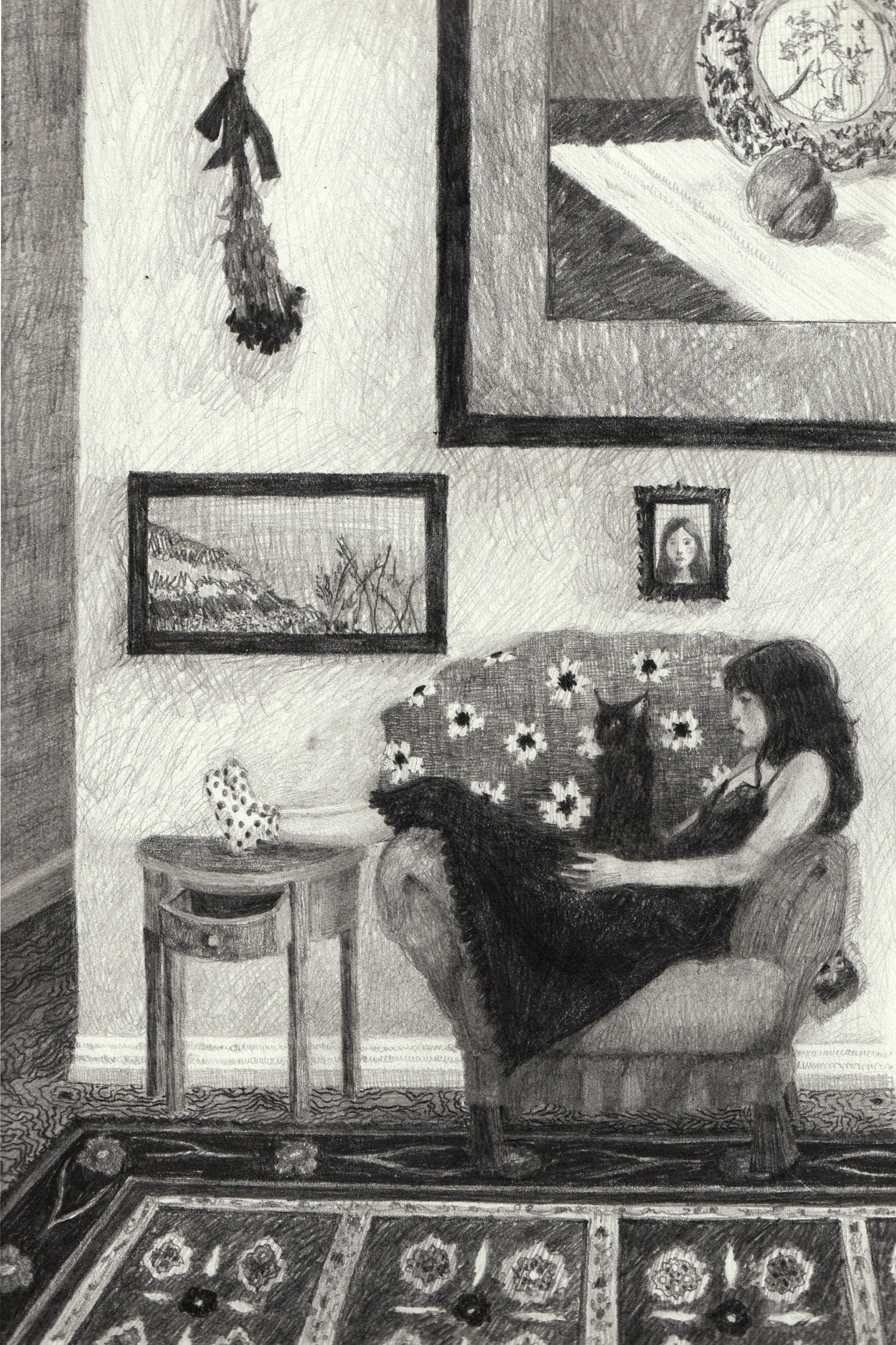 meow (7.5inx11in, graphite on paper)