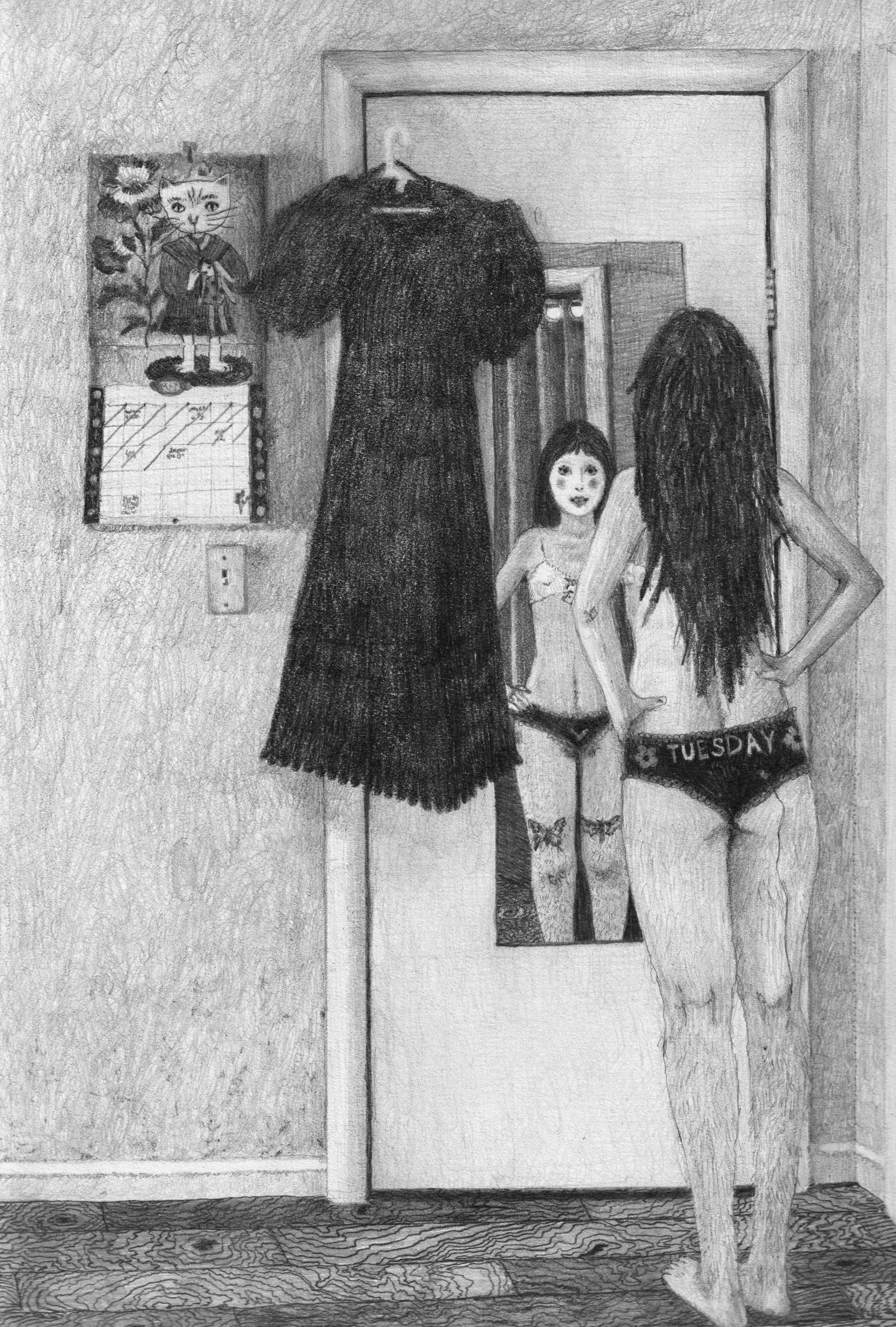 sunday (7.5inx11in, graphite on paper)