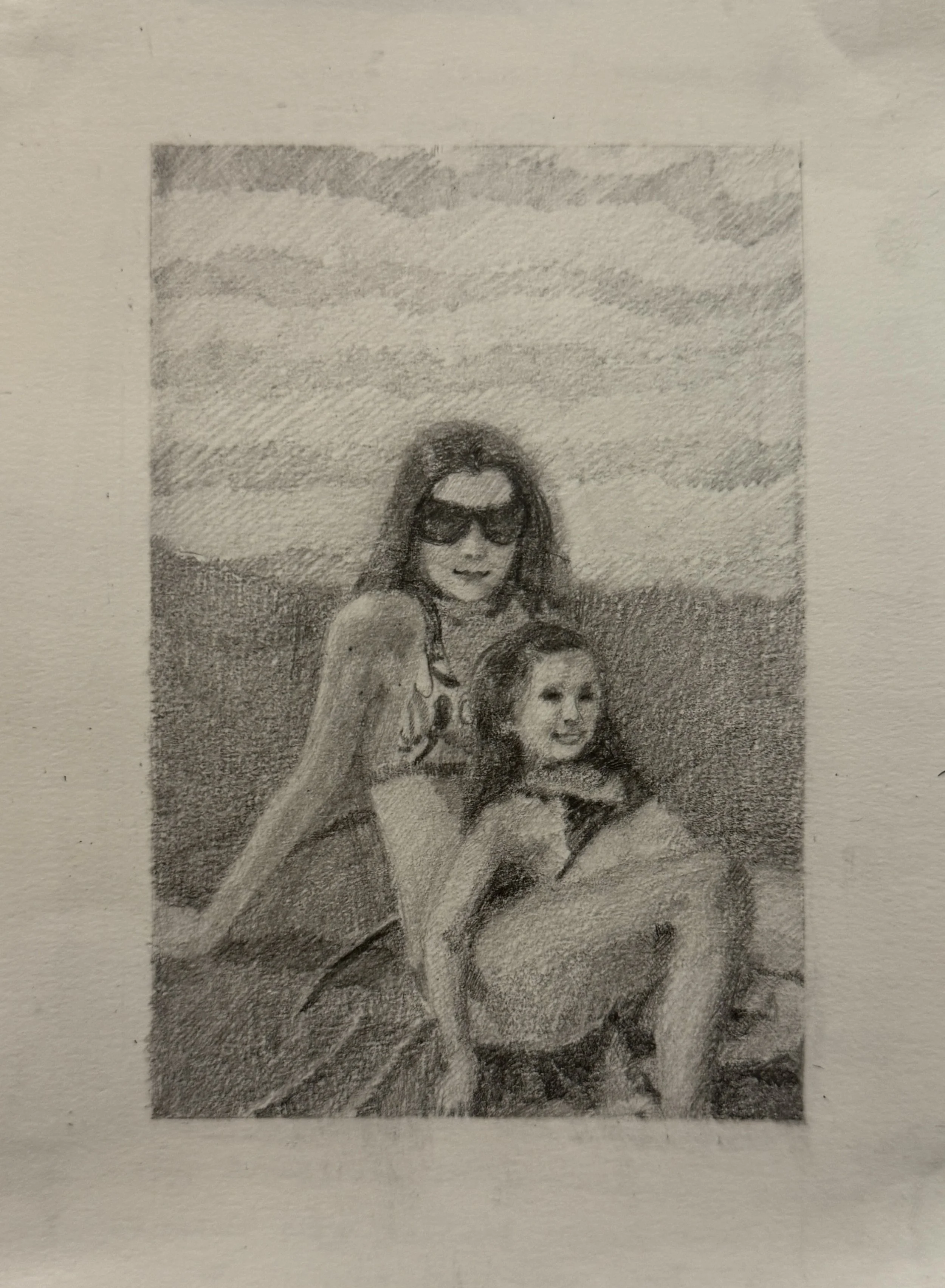 girls day (5inx6.5in, graphite on paper)