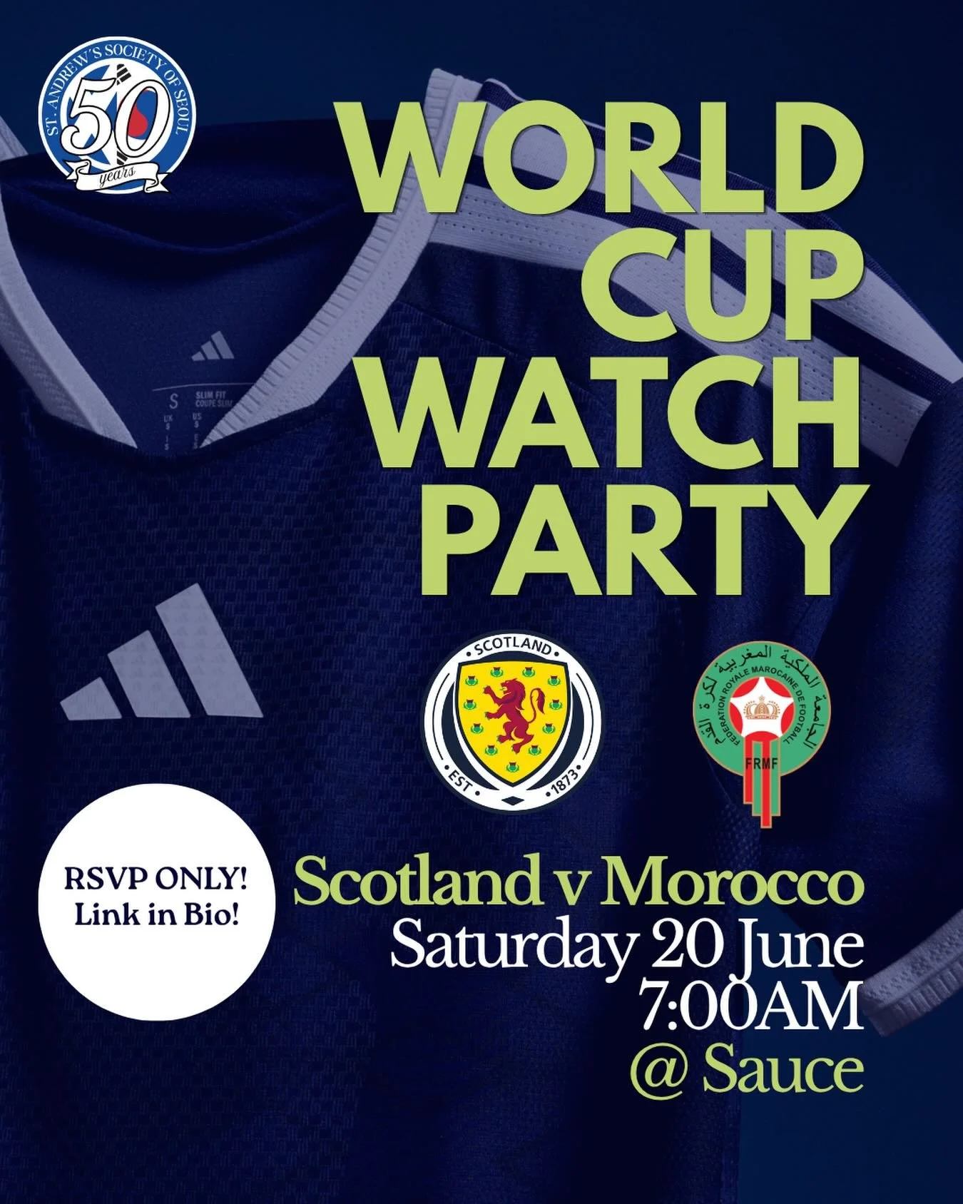 The St. Andrew&rsquo;s Society of Seoul &amp; @sauceyongsan are excited to host a watch party for the Scotland v Morocco World Cup match! Feel free to spread the word to others!

⚠️THIS EVENT IS RSVP ONLY!
🚷WALK-INS WILL NOT BE PERMITTED!

HAITI v S