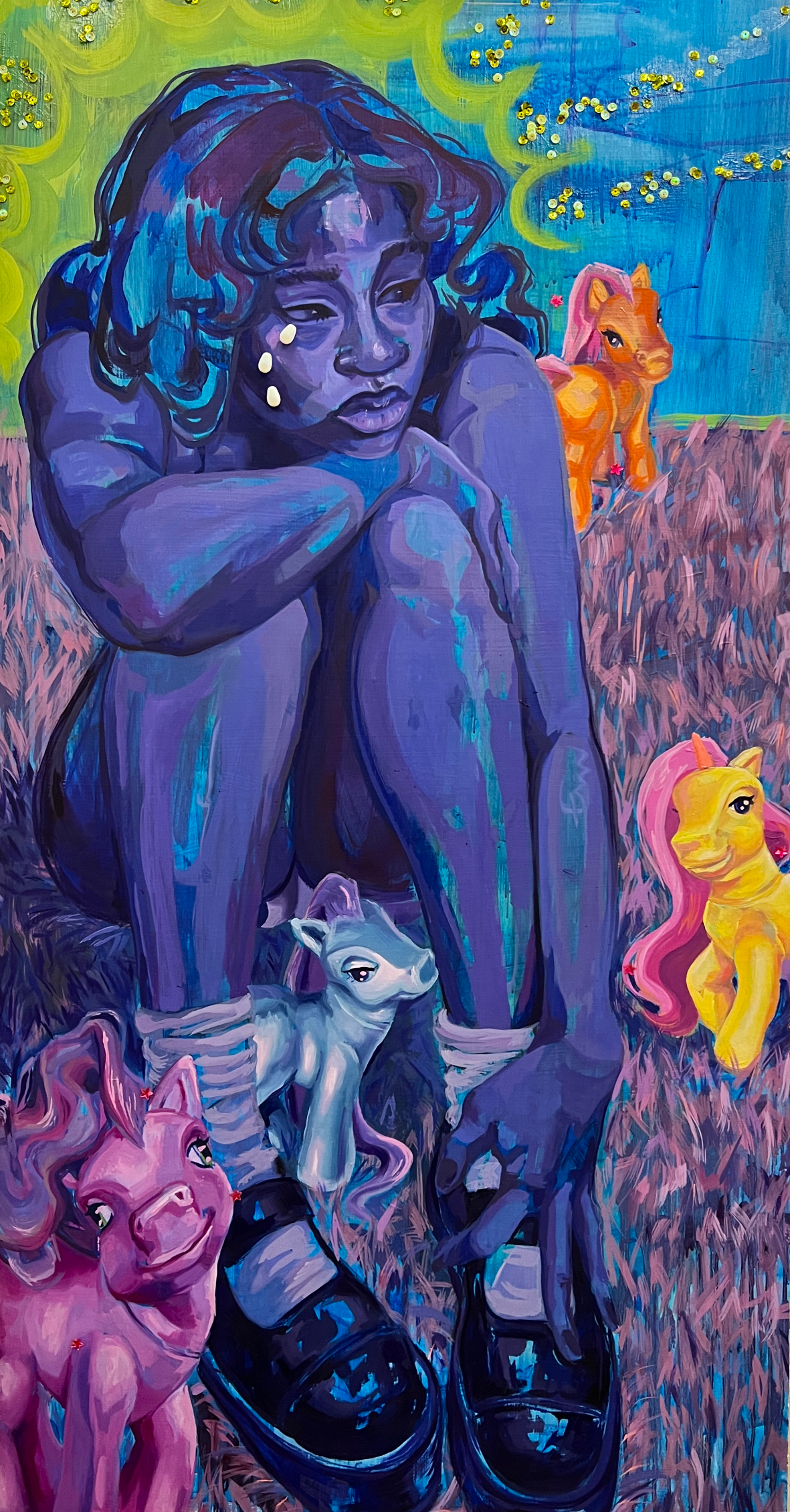 In loving memory of my childhood
48 x 24 inches 
Oil on wood panel 
March 2023
