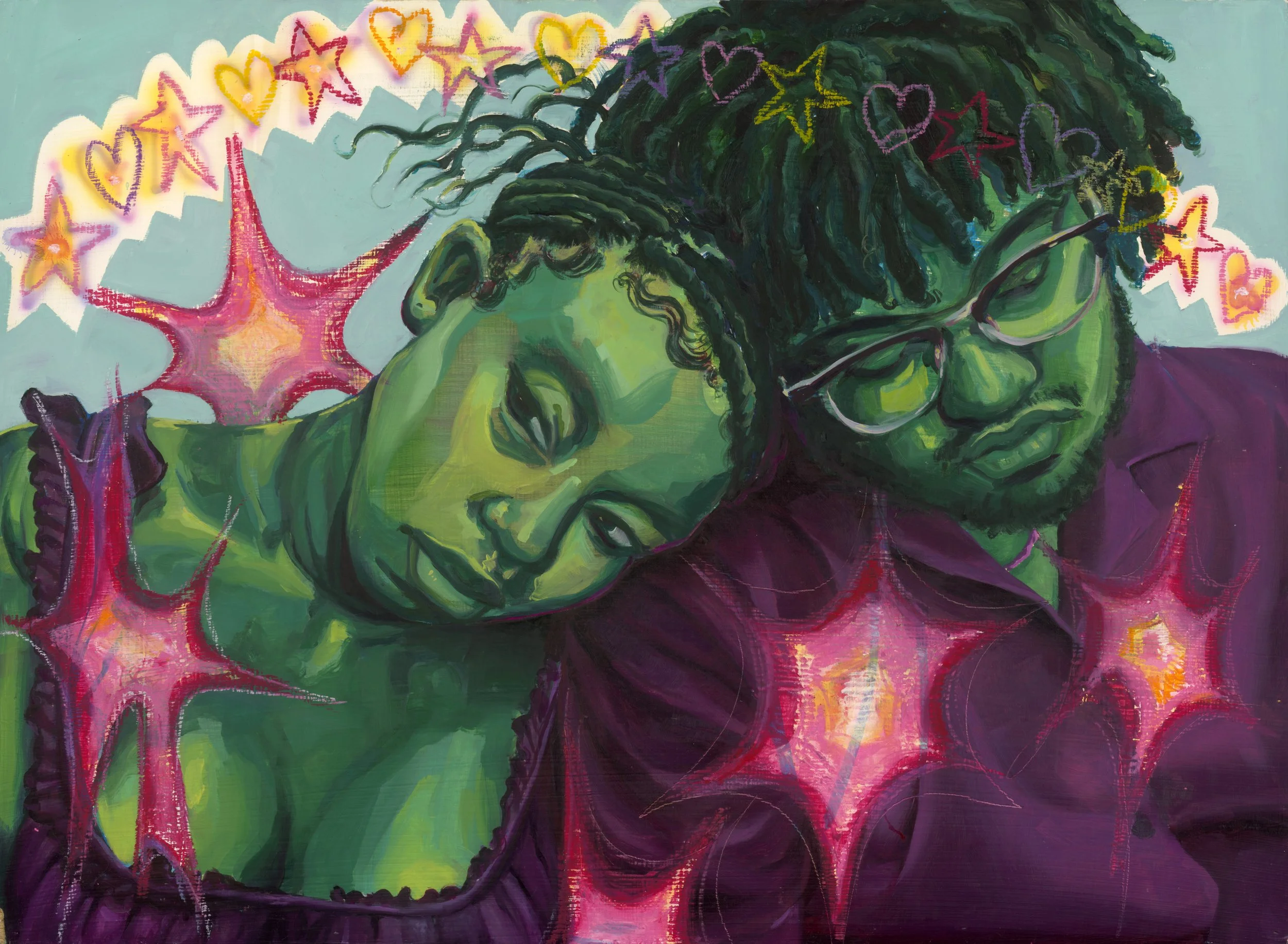 I can see the stars aligning
30 x 22 inches 
Oil and pastel on wood panel 
November 2023

