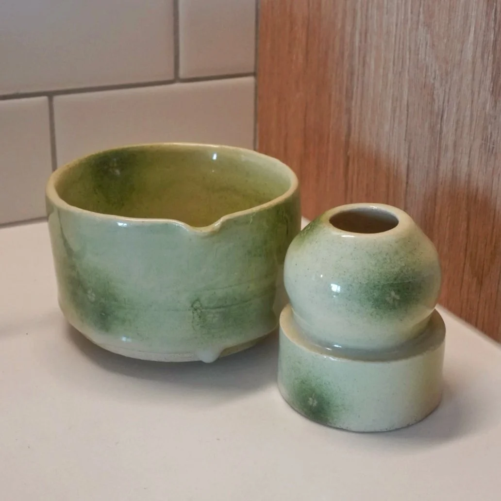 Handmade Matcha Bowl & Chasen Holder Set