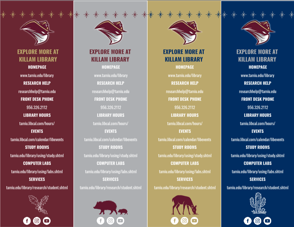 The back of a set of bookmarks for orientation with a theme adjacent to the orientation theme of exploration.