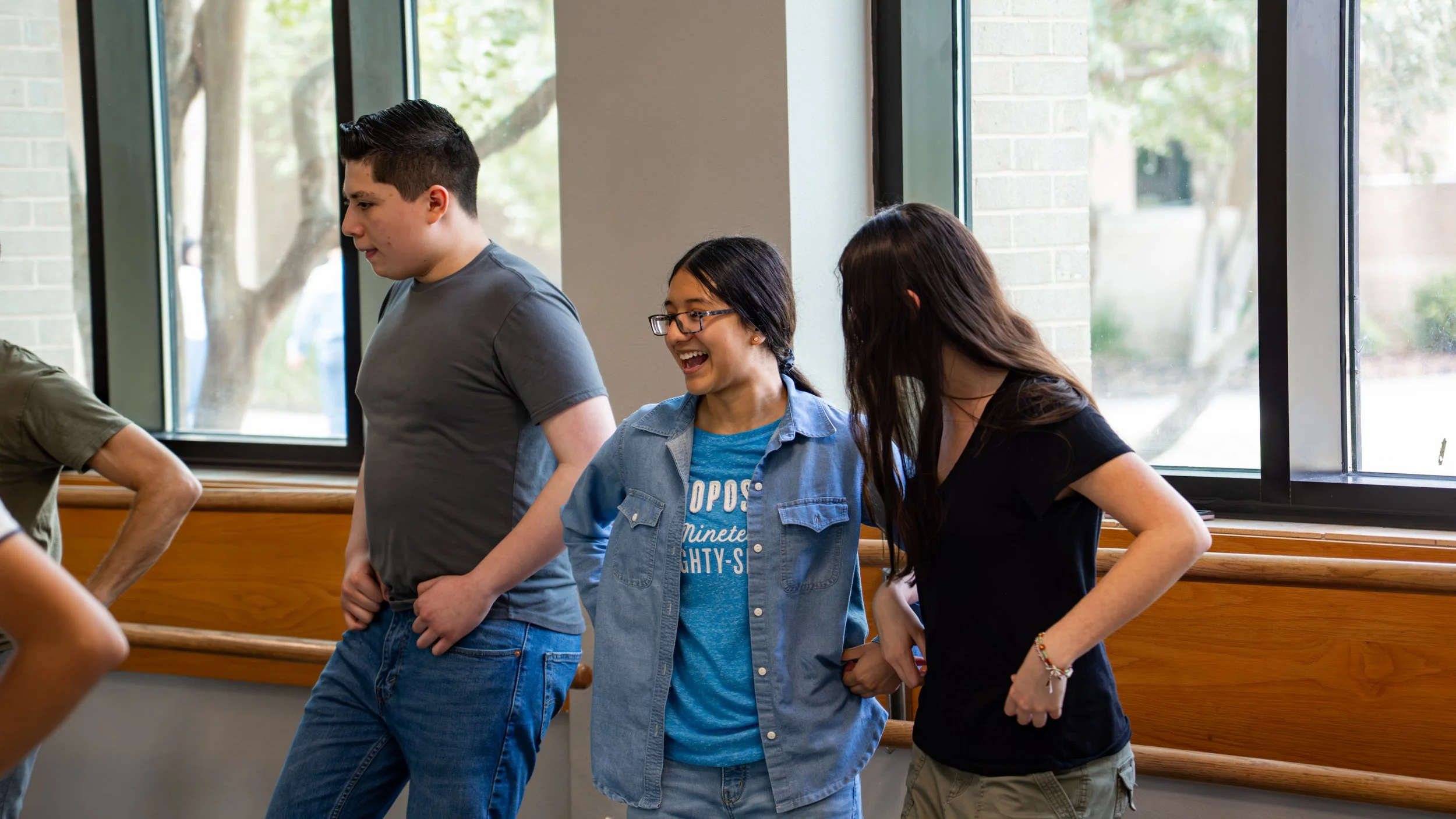 Students participating in the dance portion of the Open House.
