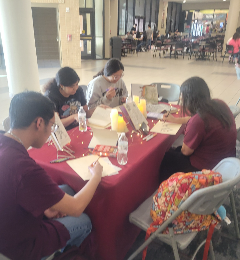 A group of students engaging with the materials and participating in the event.