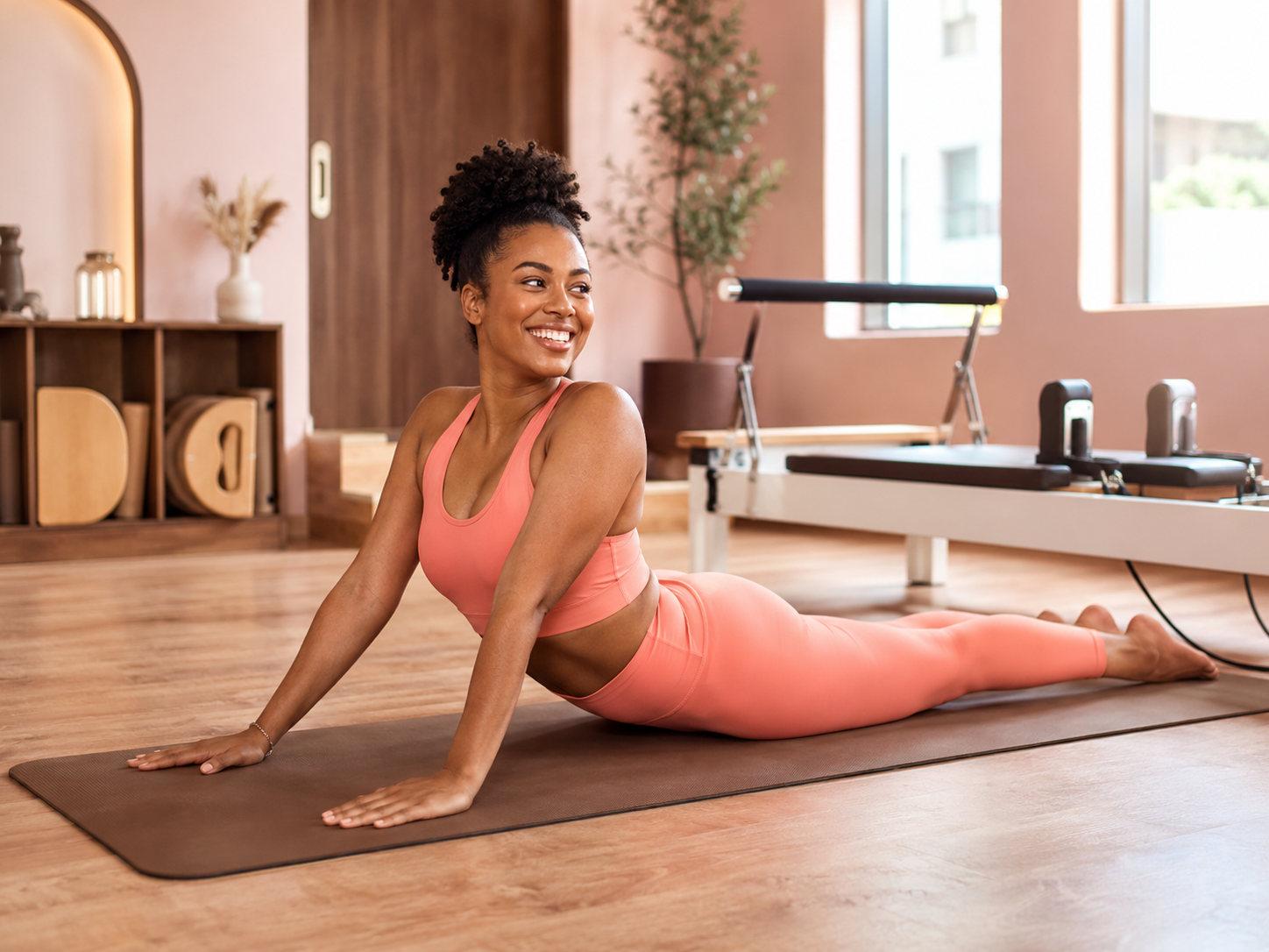 Woman over 40 doing gentle stretching and mobility exercises