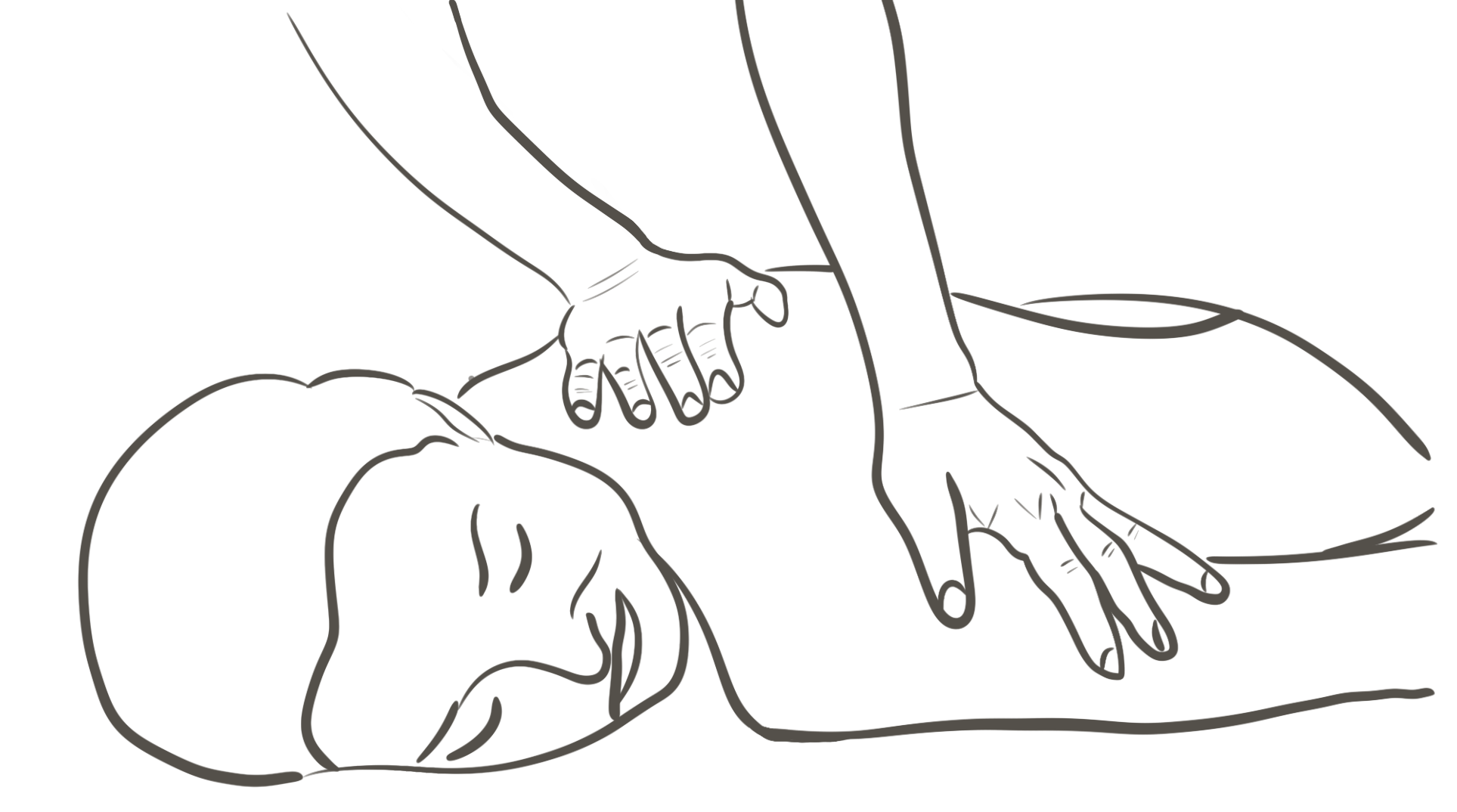 Line drawing of a woman receiving a massage