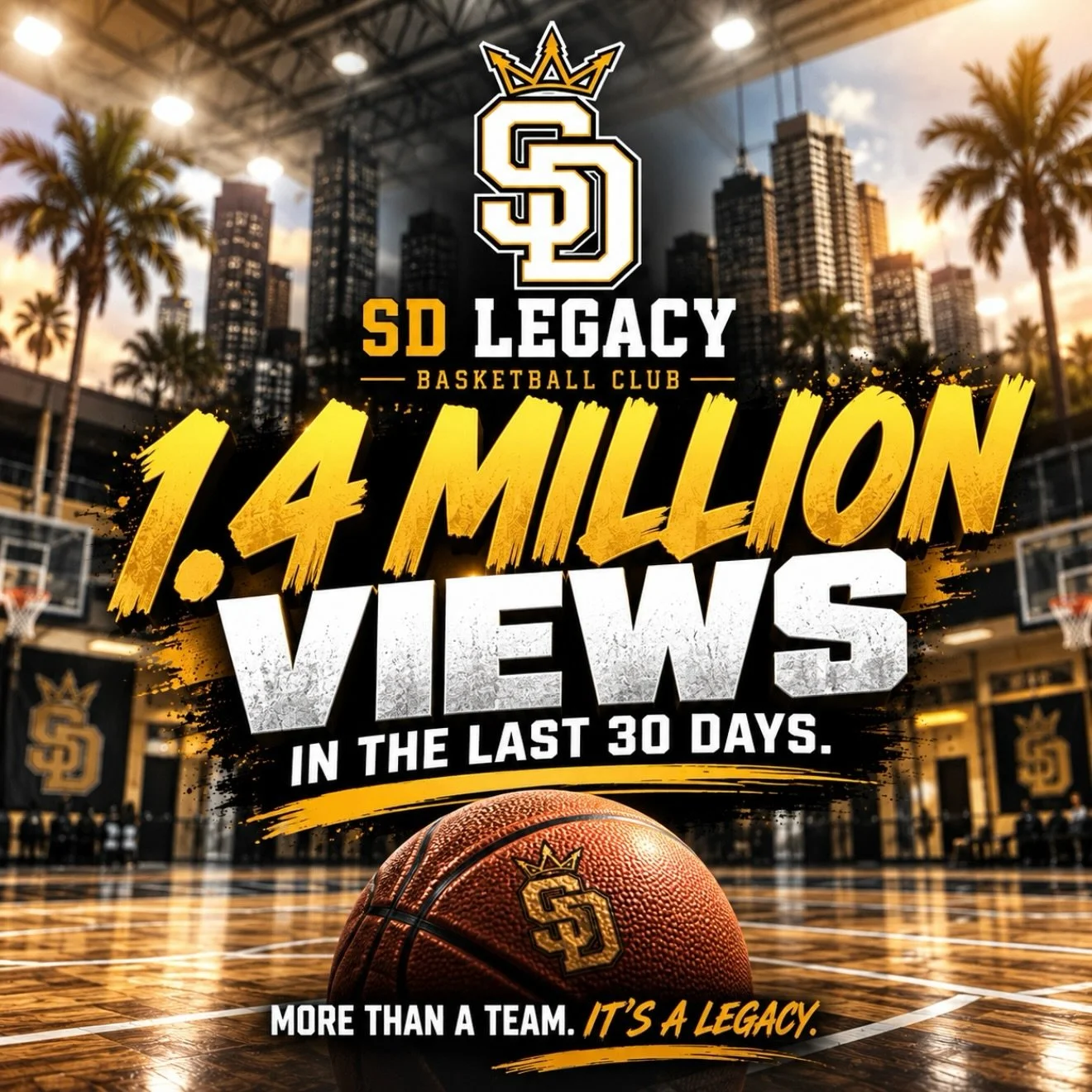 🚀🏀 1.4 MILLION VIEWS IN 30 DAYS! 👑🔥

The numbers speak. The LEGACY keeps growing! 📈💪

👏 Thank you to everyone watching, sharing, and supporting what we&rsquo;re building in 📍 San Diego! We&rsquo;re just getting started! 💯

🏀 Built Different