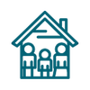 Icon of a house with a roof and a door, labeled 'Real Estate'