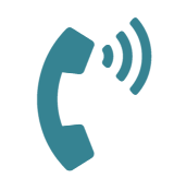 Icon of a telephone receiver with sound waves indicating a call or communication.