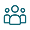 Icon of a group of people with interconnected circles
