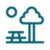 Icon of a cloud with rain and a tree
