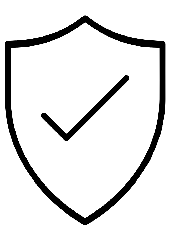 Outline of a shield with a checkmark inside