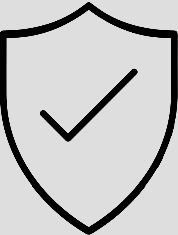 Outline of a shield with a checkmark inside, symbolizing protection or security.