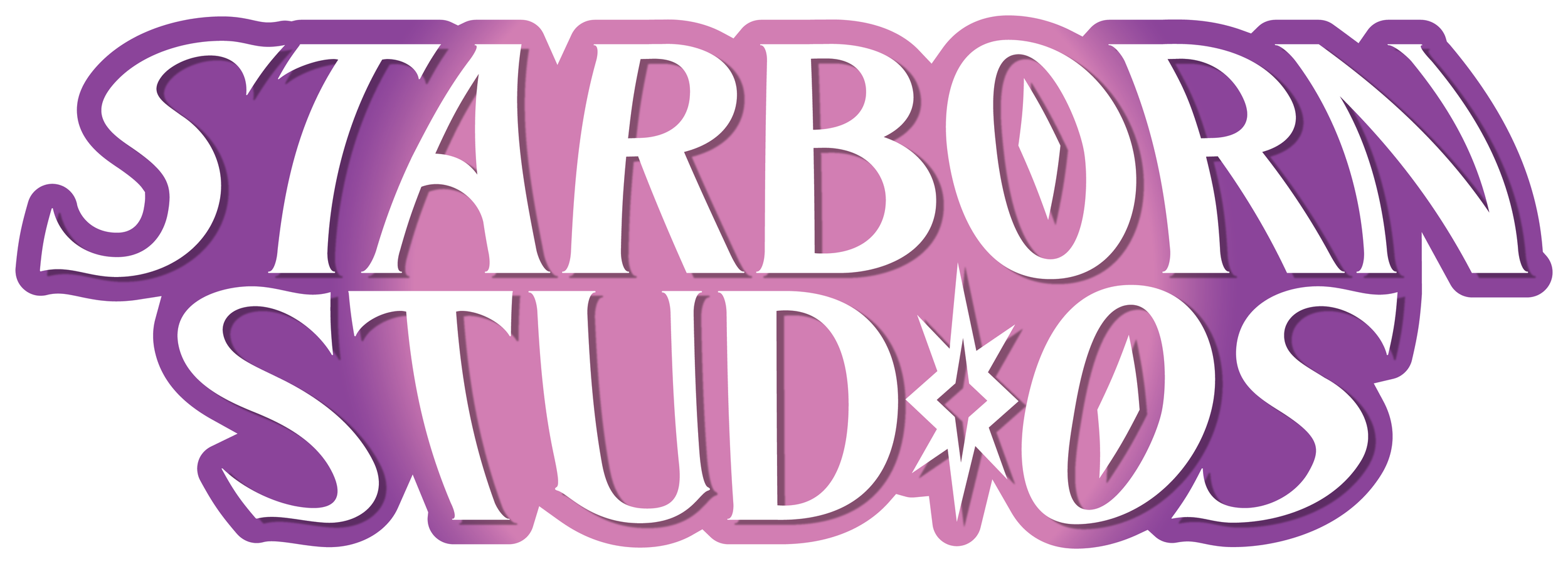 Stylized text reading 'Starborn Studios' in purple and pink gradient with a star graphic between 'Studios' and the star-like symbol.