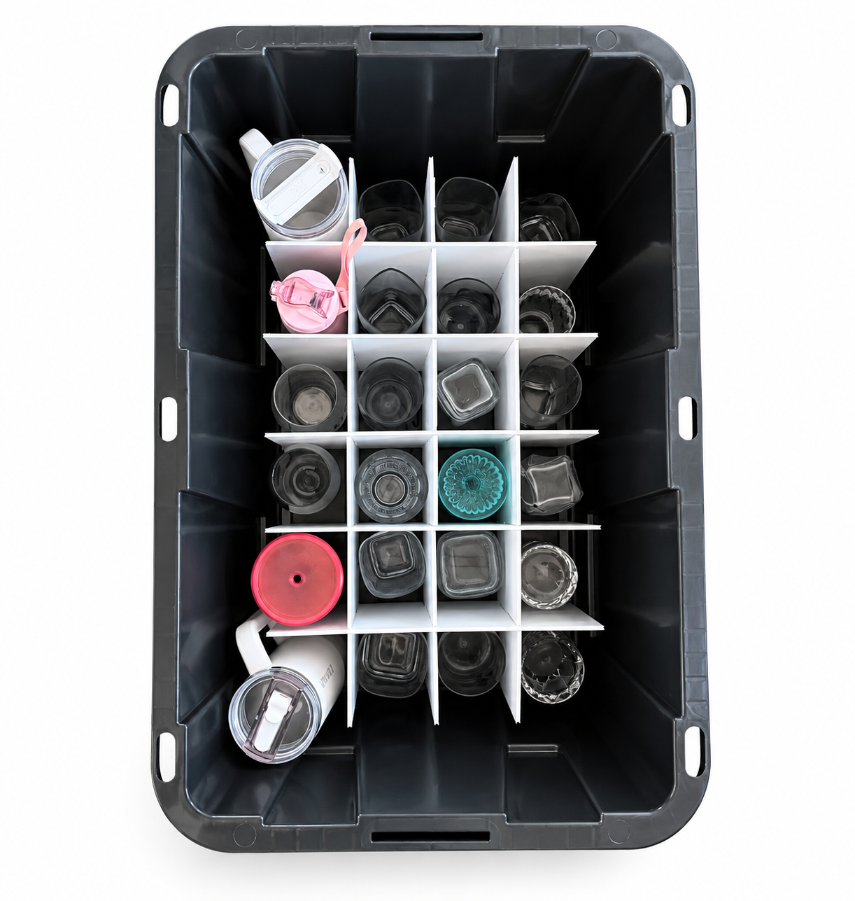 PackBetter glassware protection divider inside moving tote