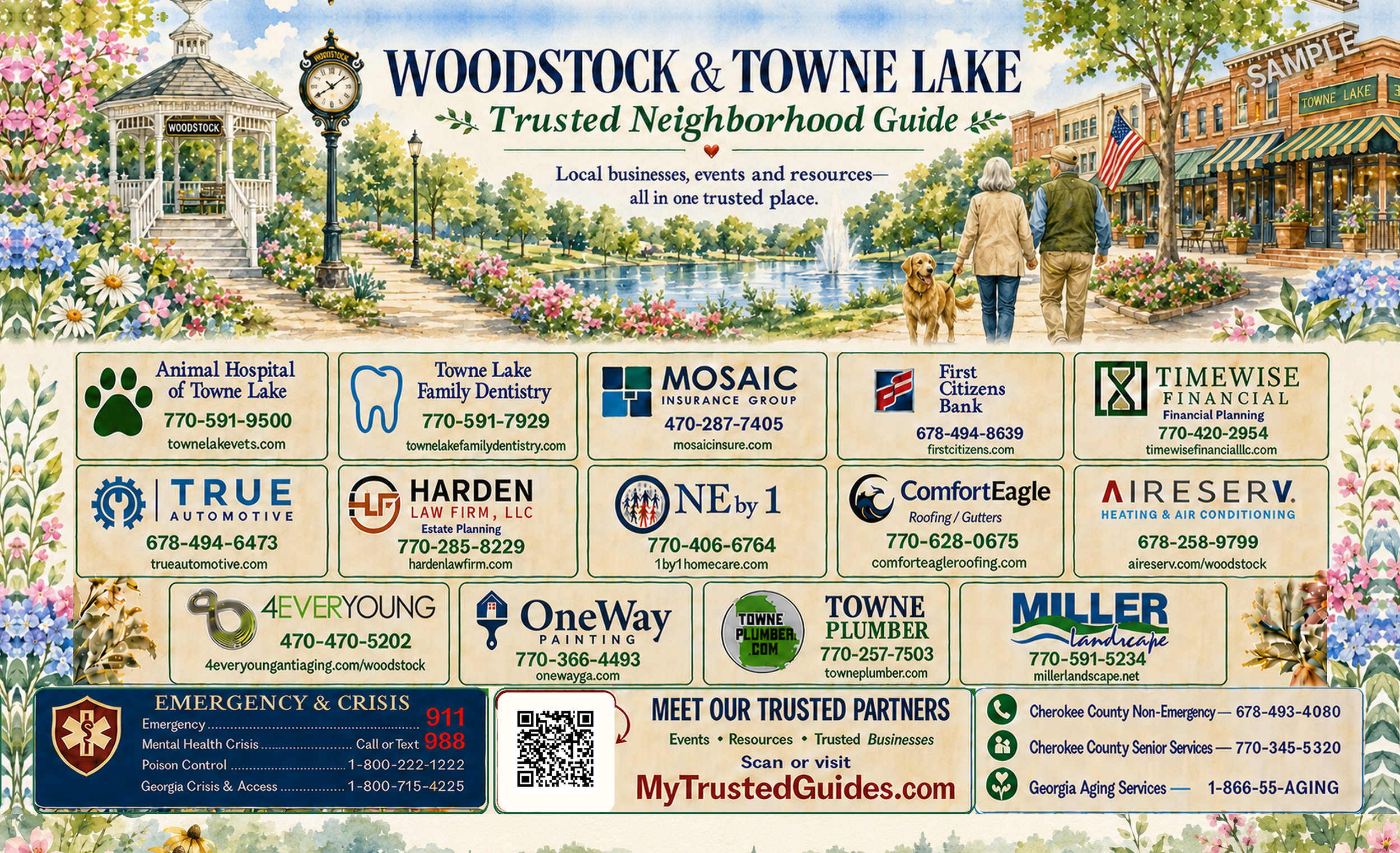 Official Woodstock and Towne Lake Trusted Neighborhood Guide refrigerator magnet.