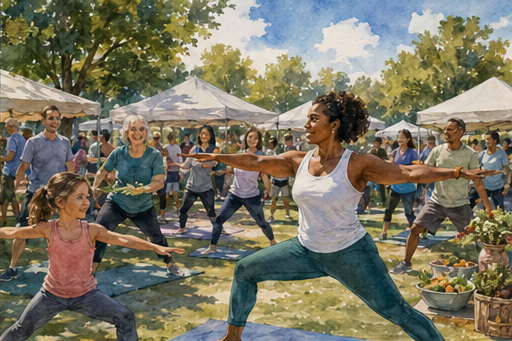 Neighbors enjoying outdoor health and wellness activities