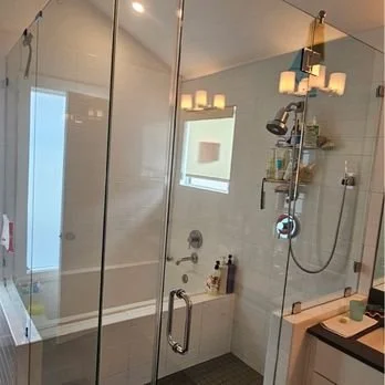 Freshly cleaned residential bathroom.