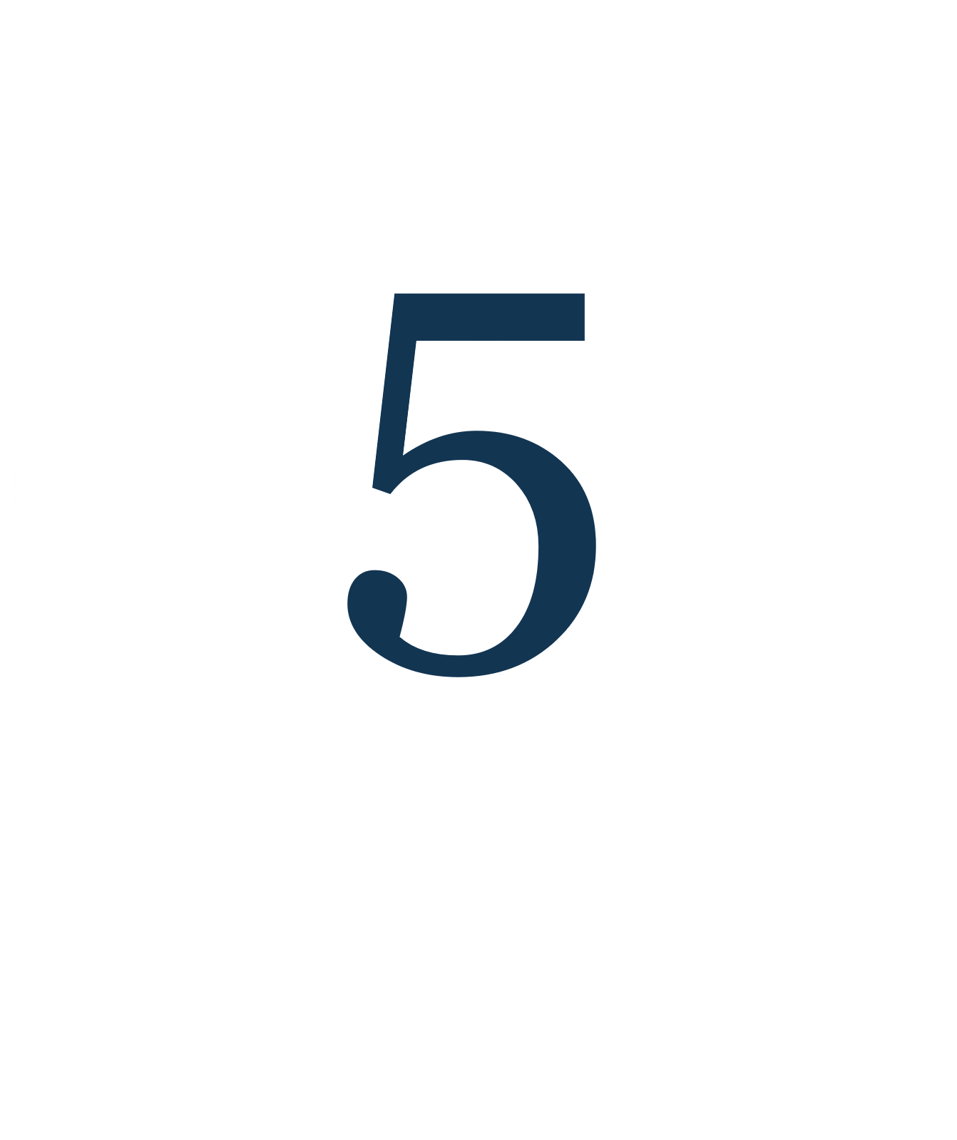 Number five inside a white circle with a black background.