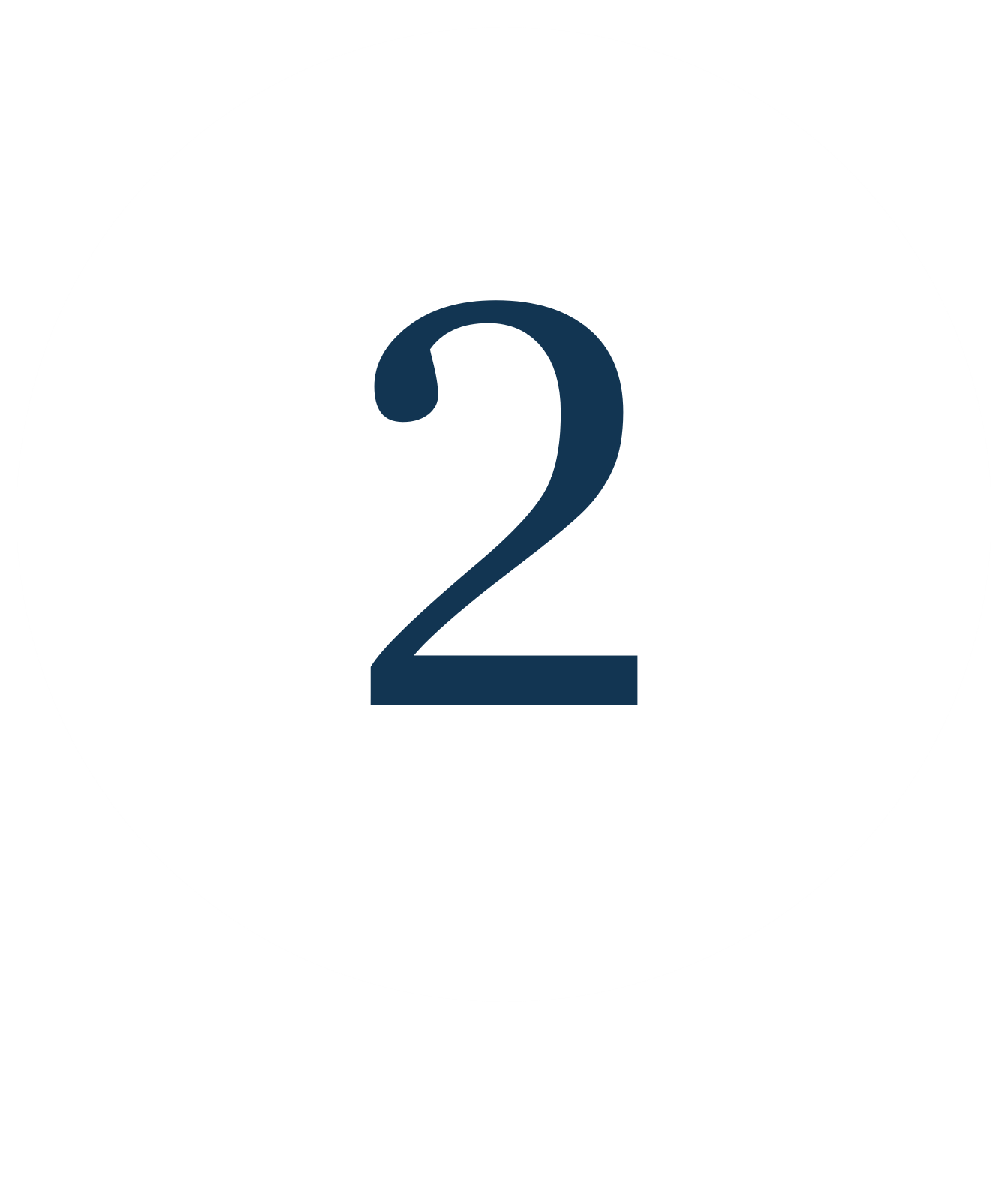 A circular sign with a black outer ring and a white background, displaying a large blue number 2 in the center.