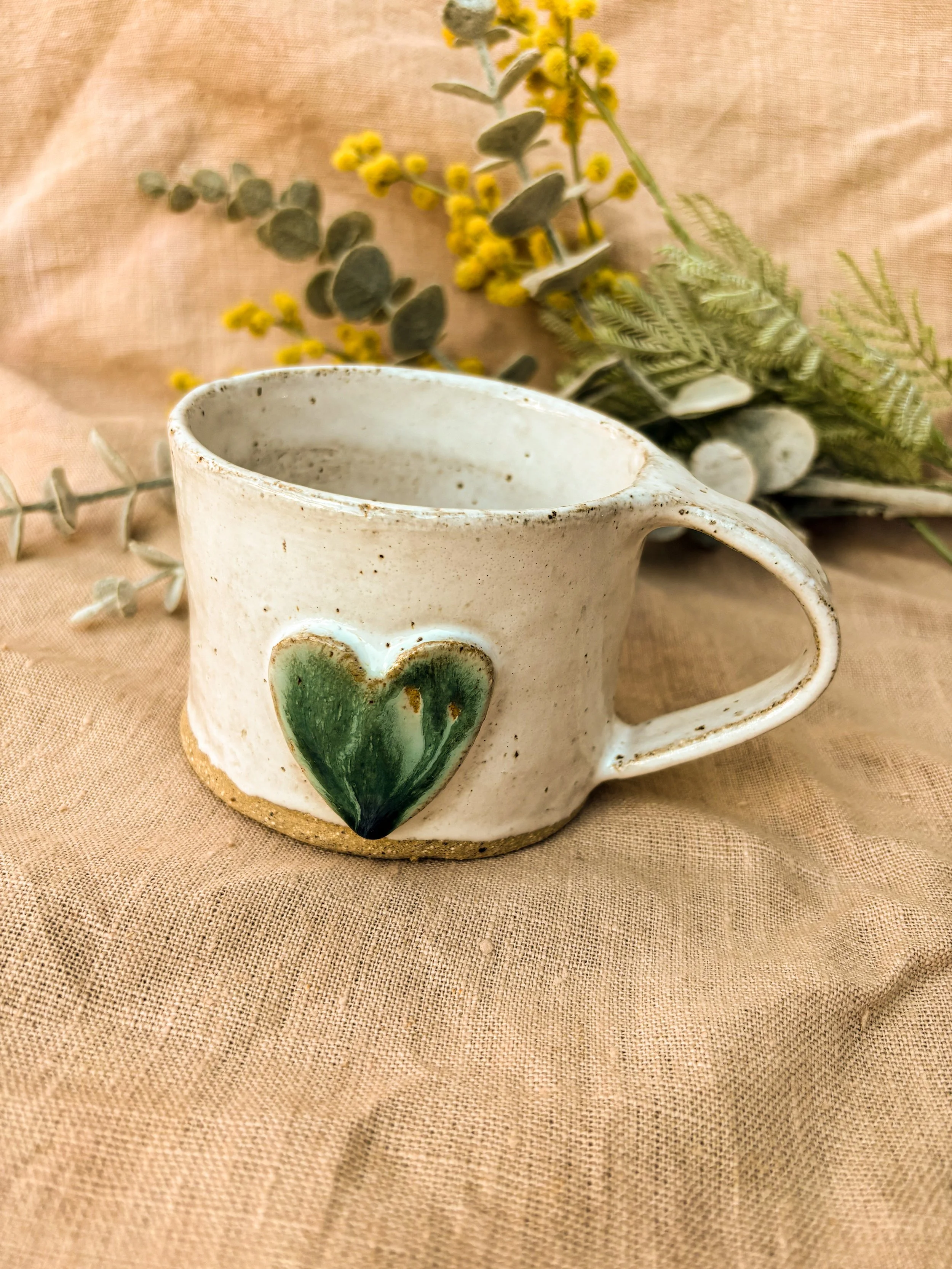 Handmade Green Heart Mug