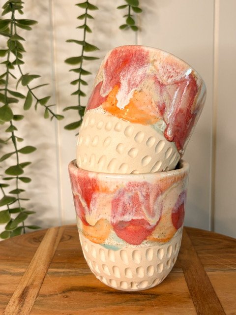 Berry Sunset Ceramic Cup stack
