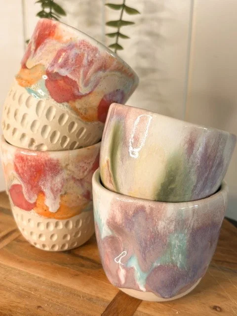 Lilac & Sky Ceramic Cup with Dimples Group Shot