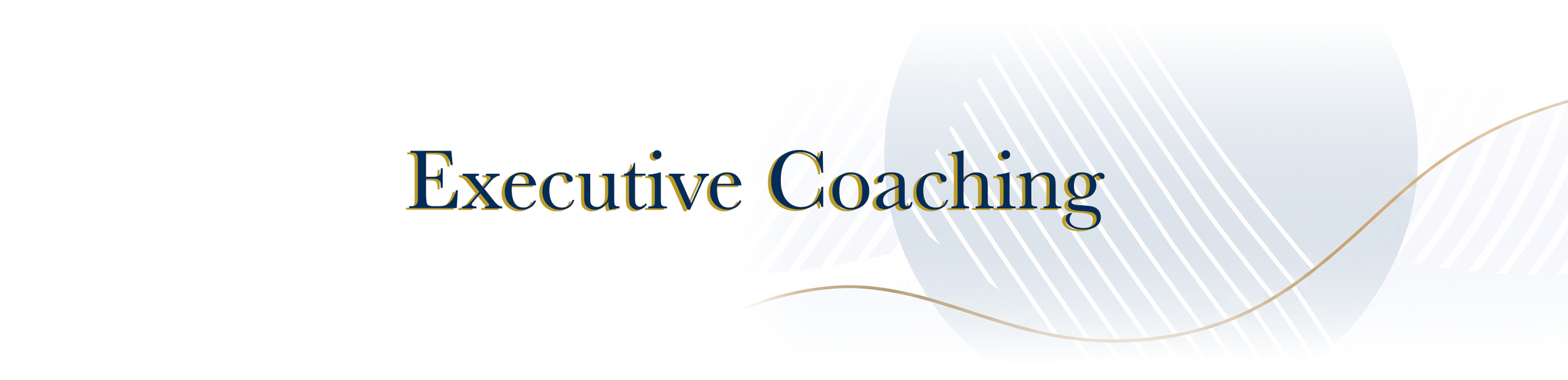 Slide with the title 'Executive Coaching' in large text, decorated with abstract lines and shapes in light blue and beige tones.