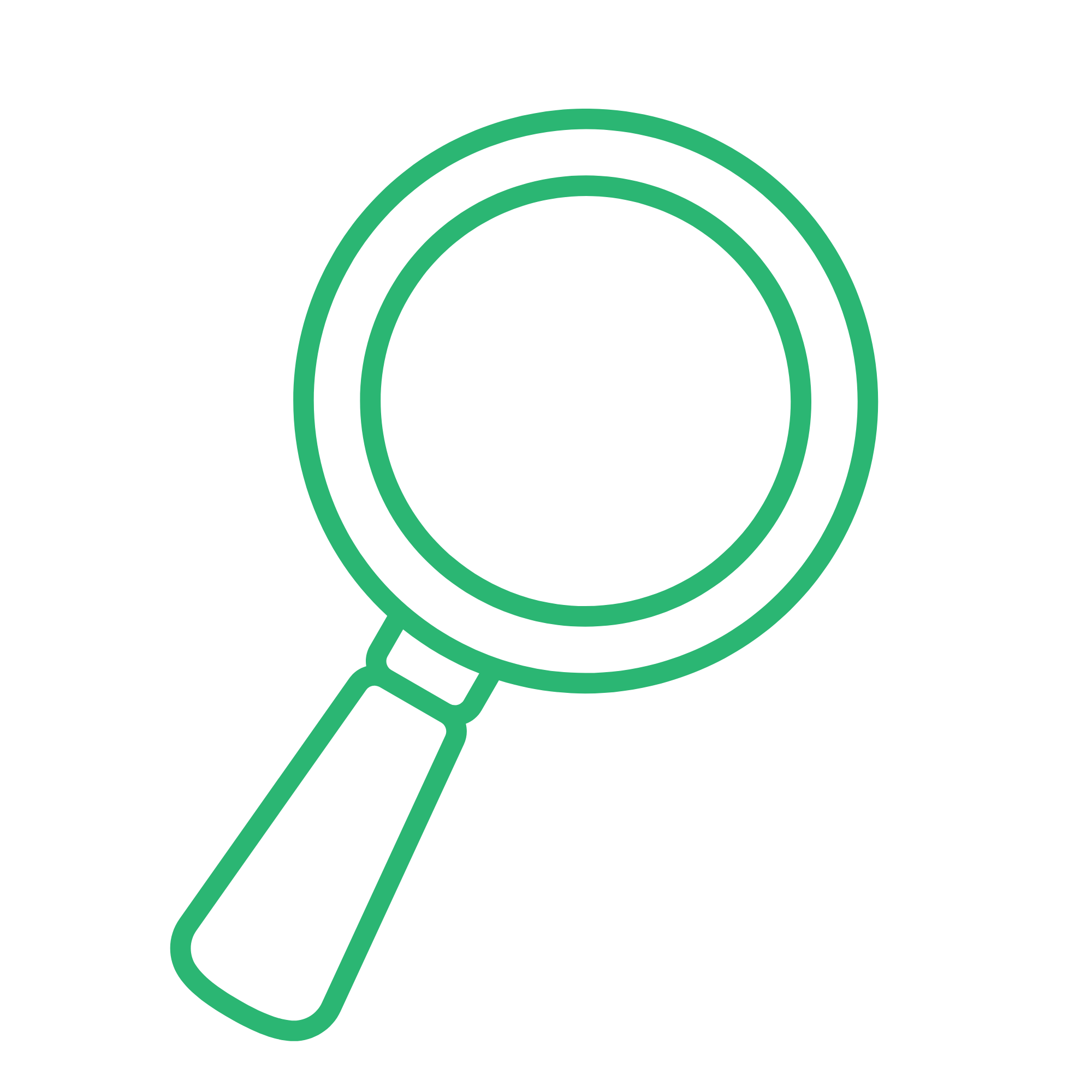 Outline of neon green magnifying glass
