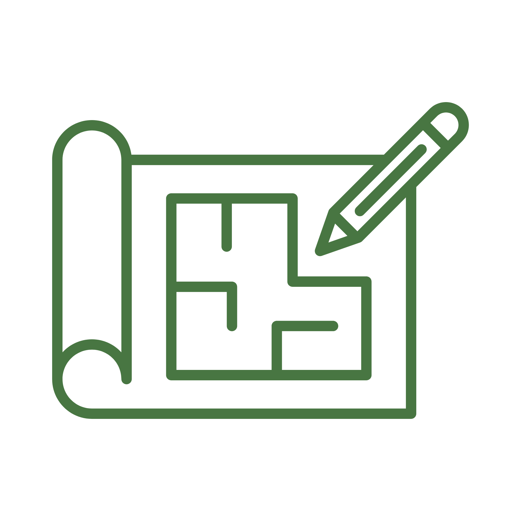 Outline of plans and a pencil