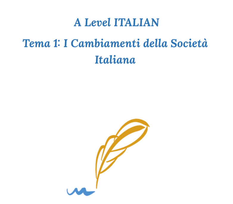 Italian A Level - Complete Theme 1  I cambiamenti della società italiana - Student booklets